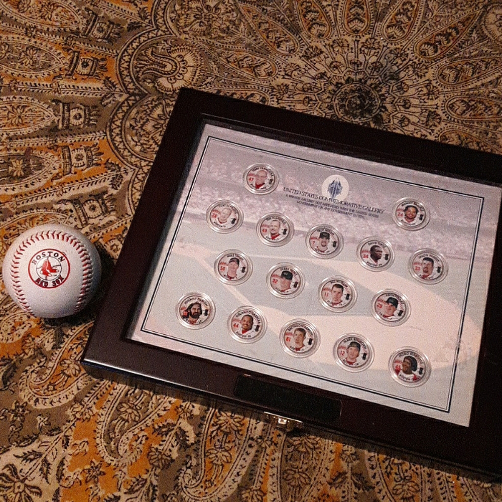 Vintage Boston red sox coins & baseball